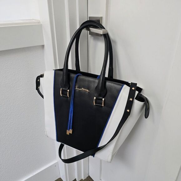 Joaquim Ferrer Spain Demetria 13004 Structured Satchel in Black & White - Picture 1 of 16
